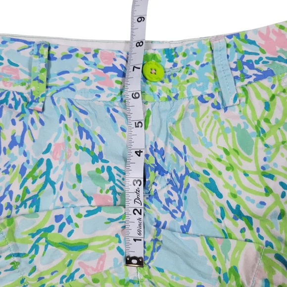 Lilly Pulitzer Callahan Chino Shorts Womens 2 Blue Green Cotton Resort Cruise - Picture 8 of 9